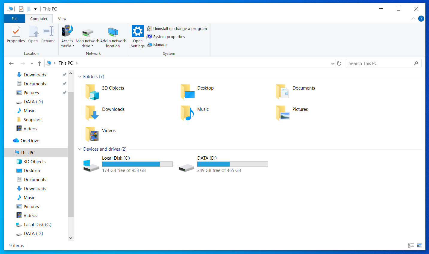Windows File Explorer showing system and data drives where user folders are stored
