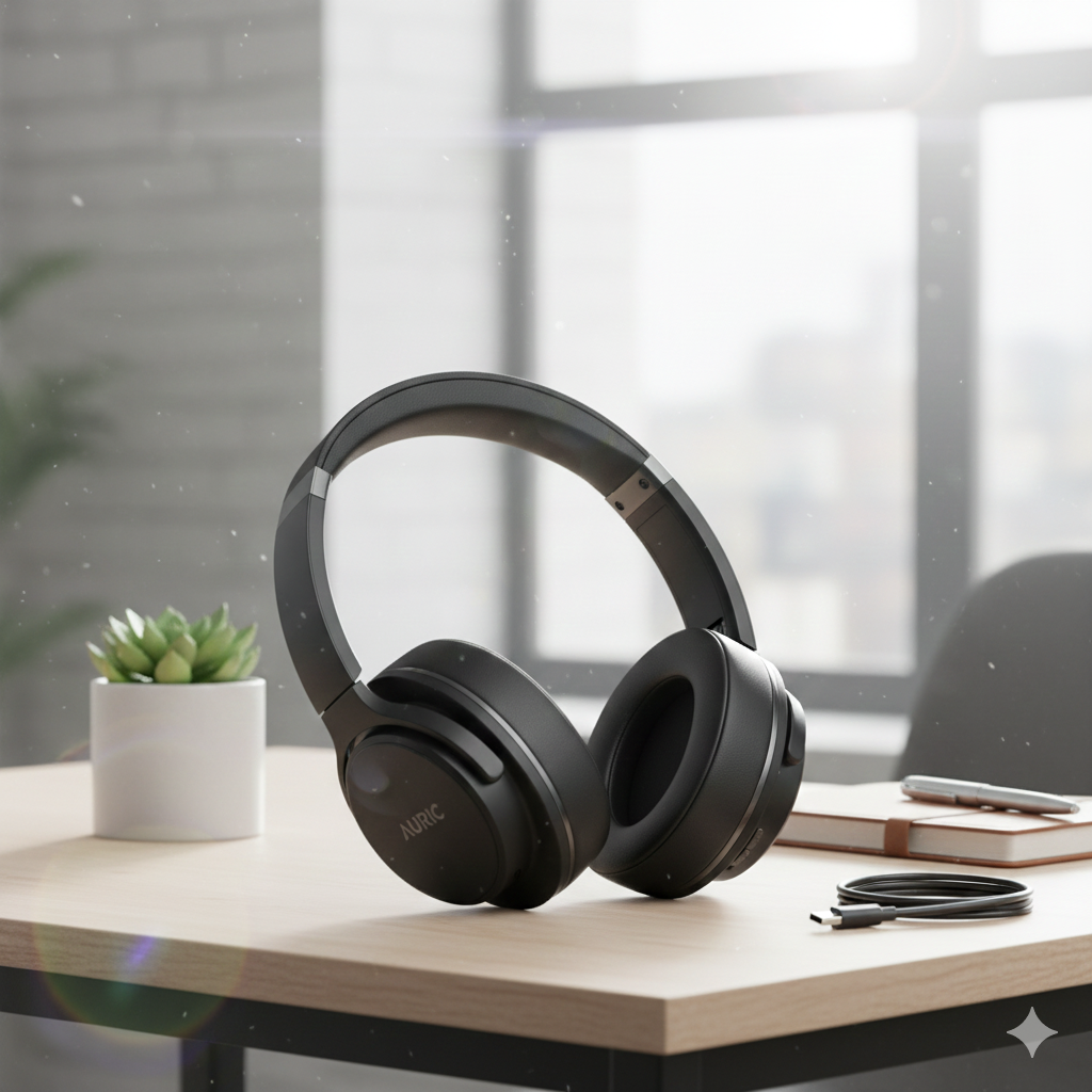 Over-ear headphones for listening to music and system audio