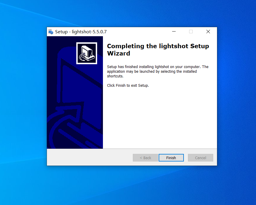 Installer completion screen with Finish button