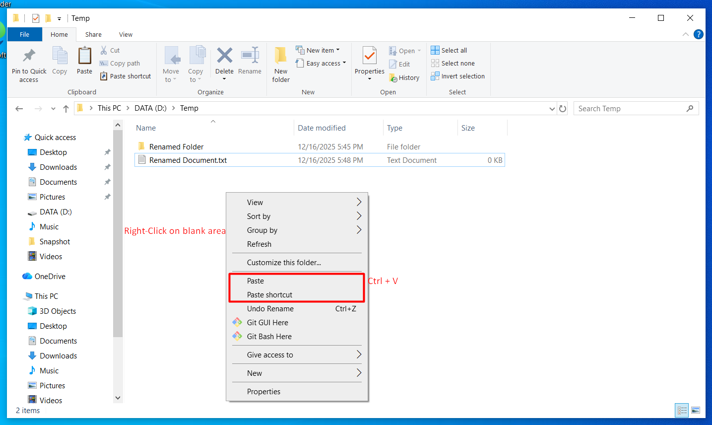 File Explorer window showing Paste operation into the target folder
