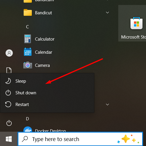 Operating system shutdown menu with options for shut down and restart