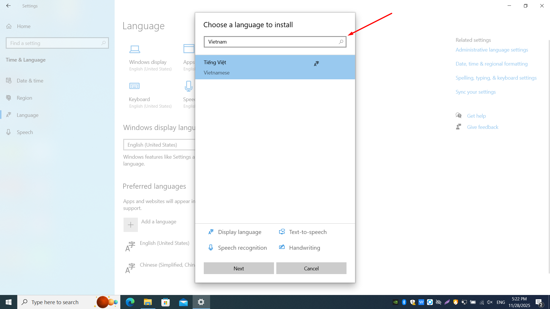 Step3: Add a new language from list